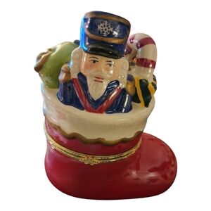 Christmas Mechanical Motion  Music Box Jolly Old St Nicholas Stocking Works!